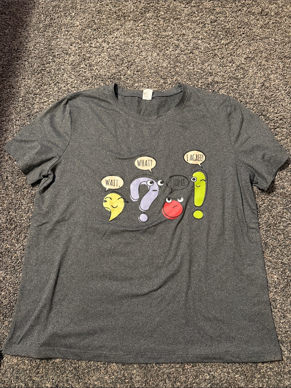 Gray Graphic Short-Sleeve Tee with Punctuation Characters